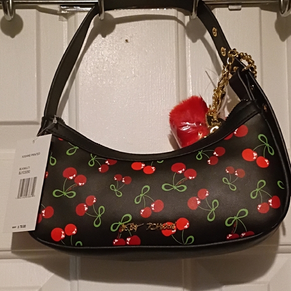 Betsey Johnson Handbags - Betsey JohnsonCherry Patterned Black Shoulder Bag
